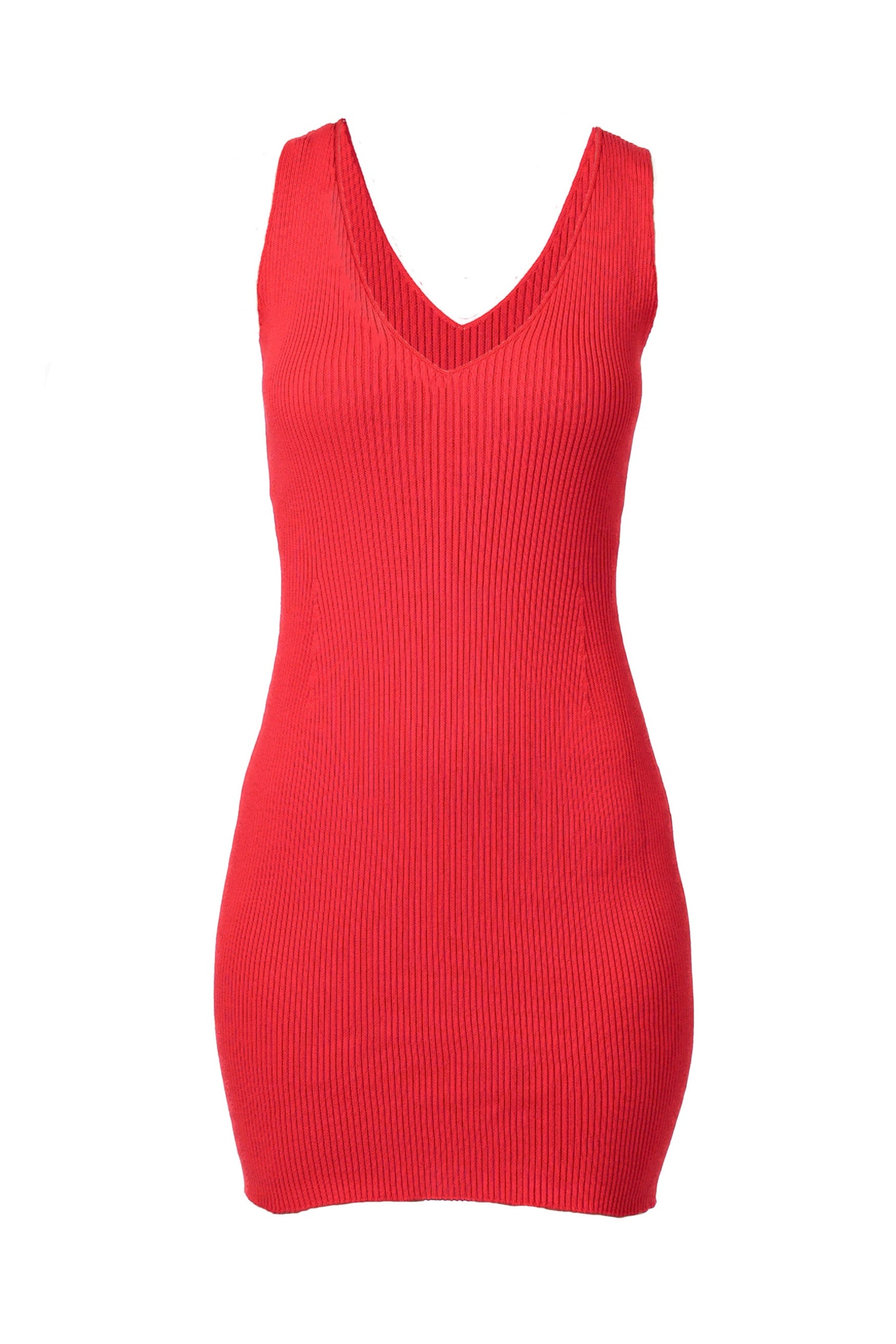 Red sleeveless dress on a white background