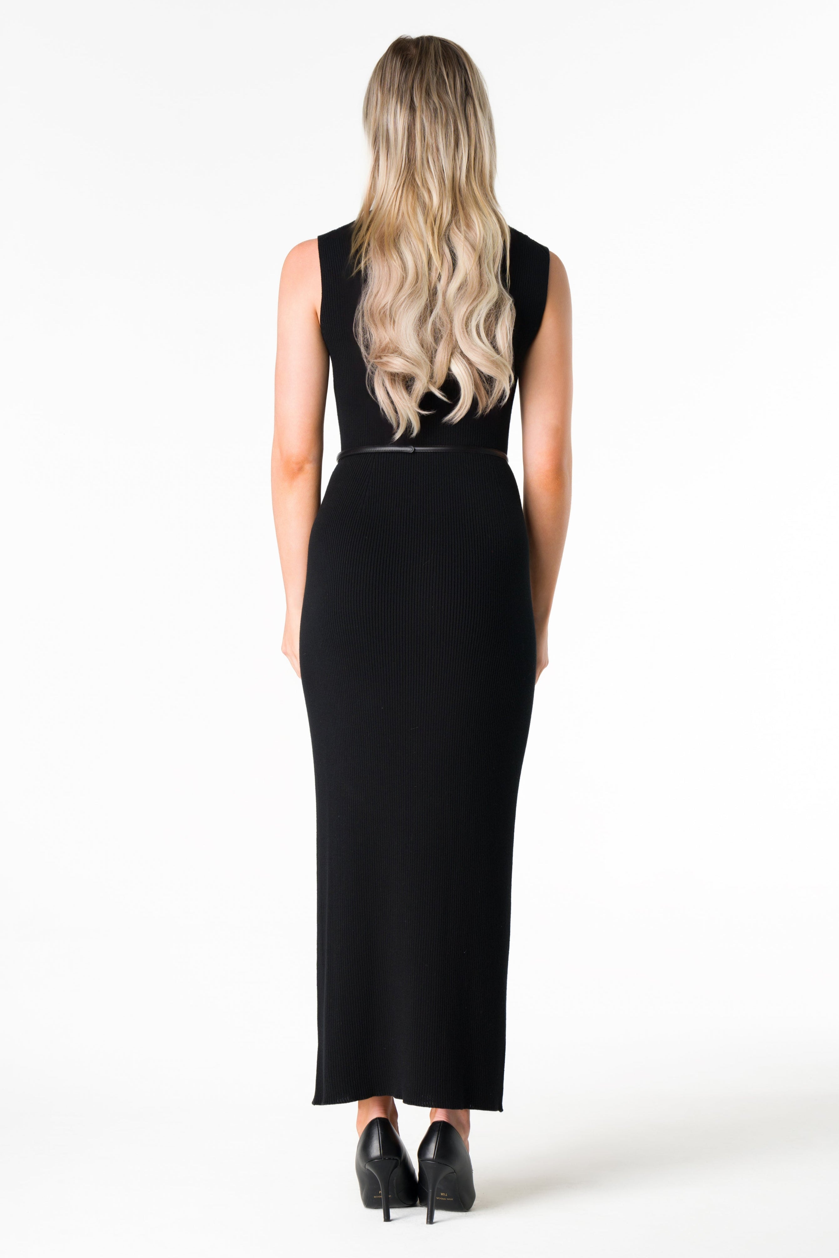 Black Sleeveless V-Neck Maxi Dress back